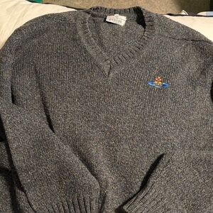 Vivienne Westwood Charcoal Multitone V-Neck Wool Blend Sweater